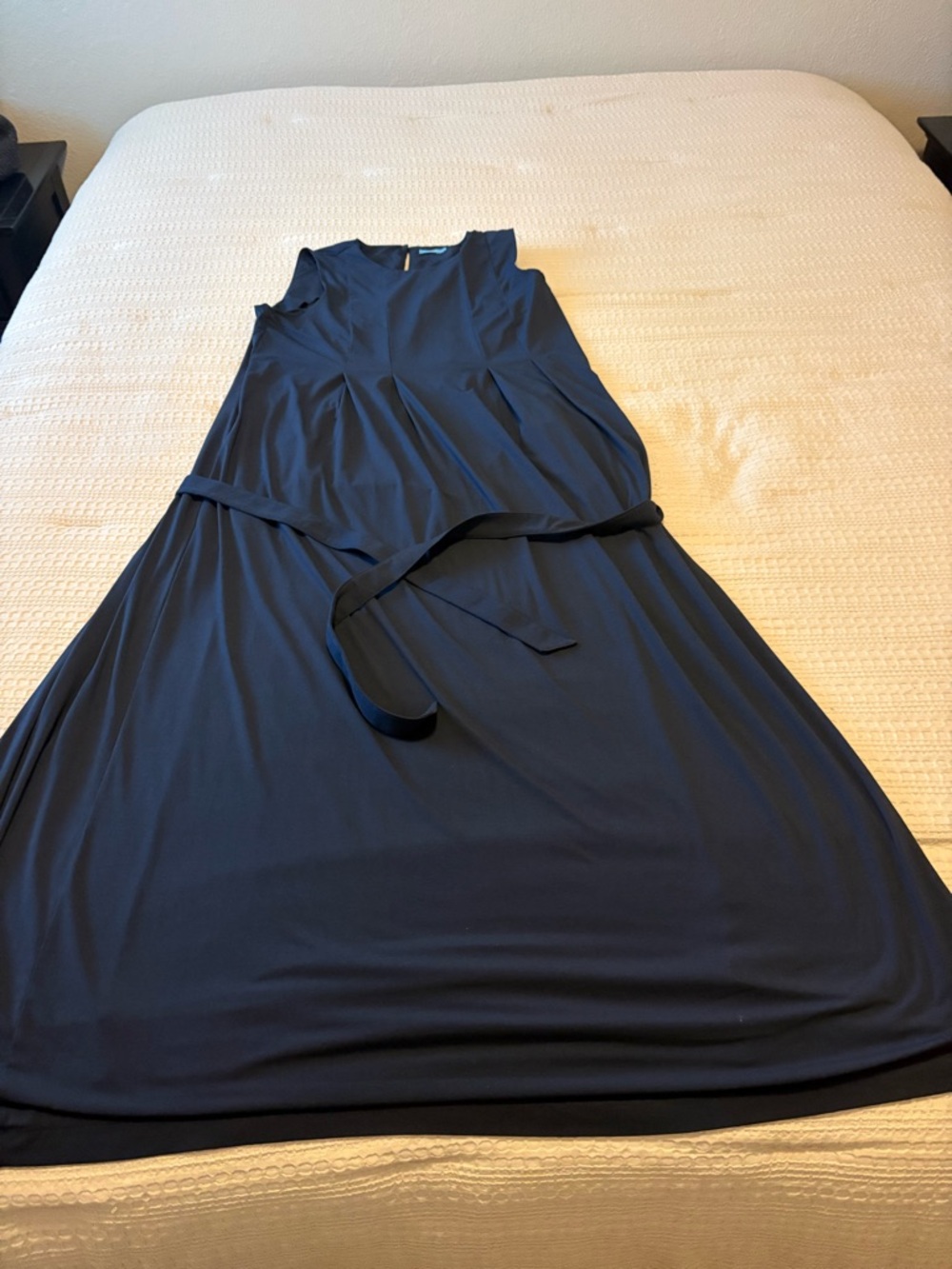 J. McLaughlin Sleeveless Navy A-Line Maxi Dress with Waist Tie